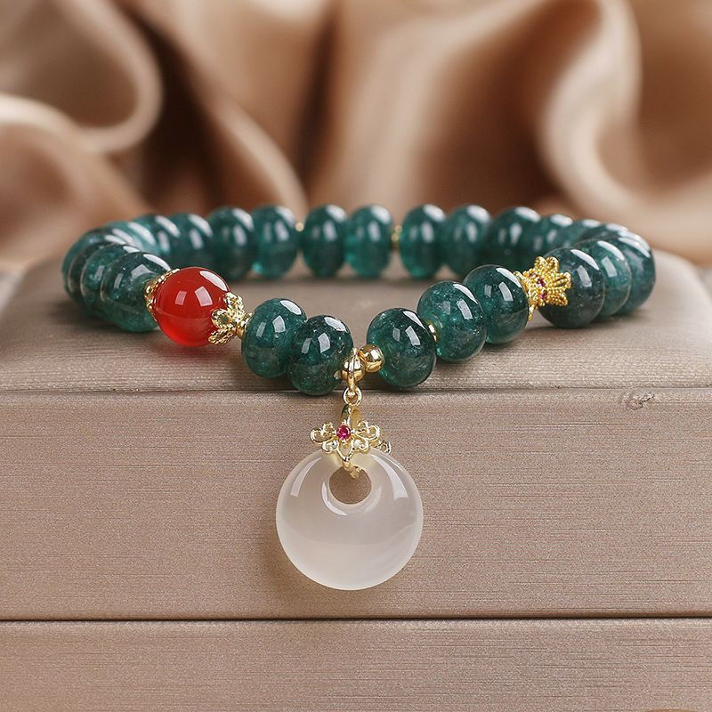 网红同款蓝水翡翠手链女新中式国风平安扣手串送女友闺蜜礼物学生