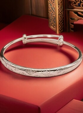 古法传承祥云推拉手镯女度925银不掉色时尚手环国风