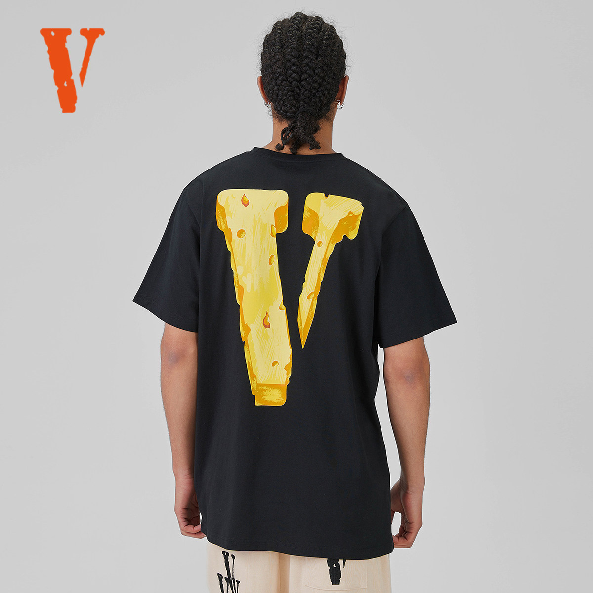 VLONE FRIENDS-系列 芝士大LOGO印花 短袖T恤 男女同款 黑黄米黄