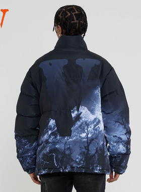 VLONE 暗夜渐变Logo雪山印花 宽松无帽立领 加厚羽绒服 男女同款