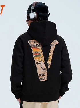 VLONE美式汉堡大LOGO印花  经典连帽卫衣 男女同款