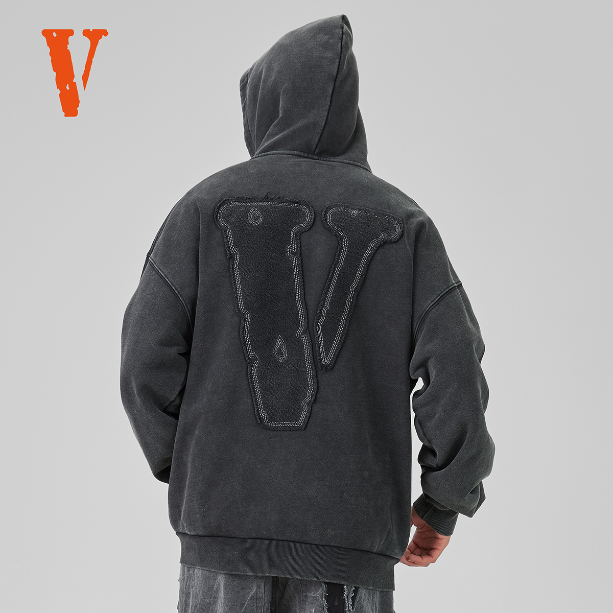 VLONE 大logo系列 背面贴布字母刺绣连帽开衫拉链卫衣 男女同款