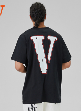 VLONEFRIENDS-复古风撞色大LOGO印花 短袖T恤 男女同款 黑白米橙