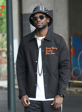 VLONE 经典大Logo印花教练夹克 秋季 男女同款 黑橙