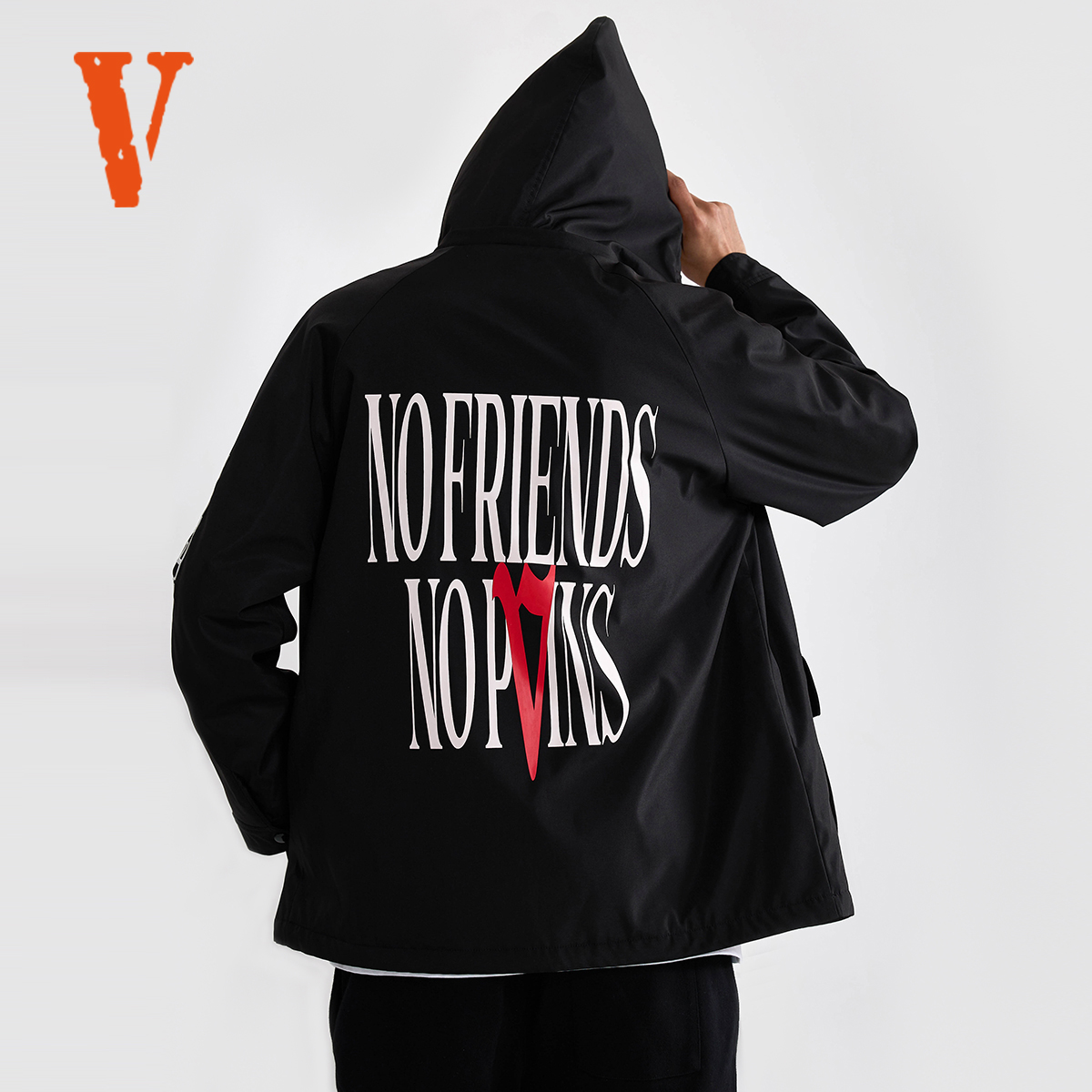 VLONE Friends系列 刺绣印花棉服 男女同款情侣款 黑色