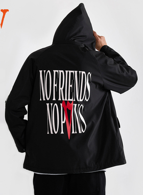 VLONE Friends系列 刺绣印花棉服 男女同款情侣款 黑色
