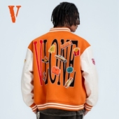 大LOGO毛巾绣 贴纸图案刺绣 拼皮棒球服2025新款 VLONE 秋冬季 外套