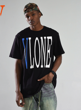VLONE 大logo系列 Tee 背后大Logo圆领短袖T恤 男女同款 黑蓝