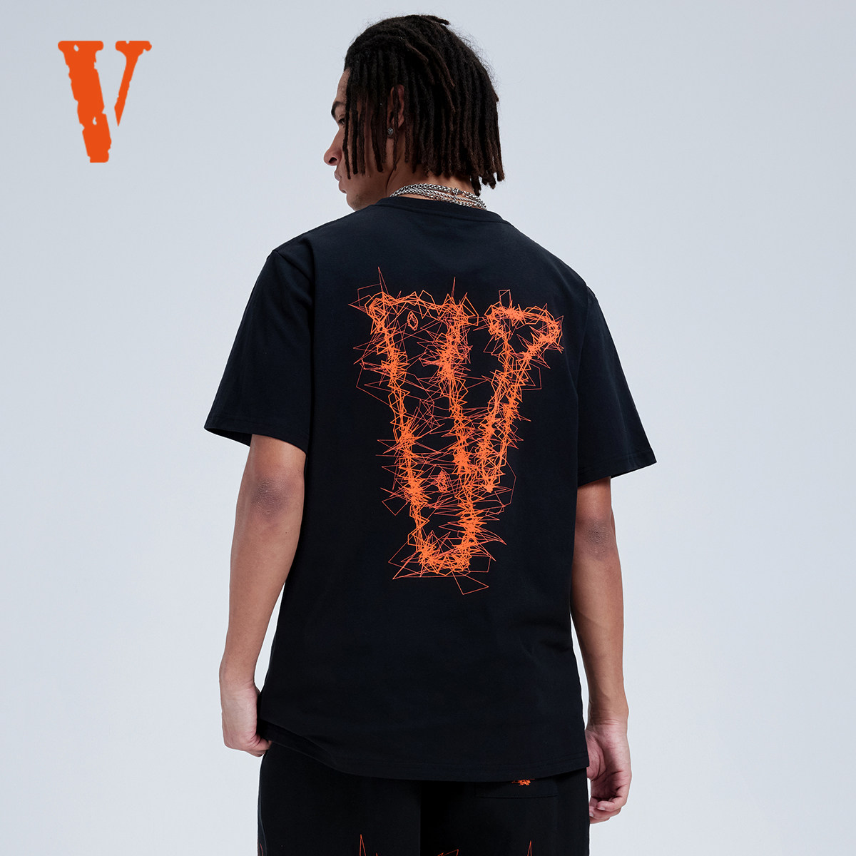 VLONE FRIENDS-系列量子纠缠大LOGO印花 短袖T恤 男女同款 黑橙