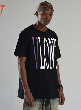 VLONE大Logo印花圆领套头短袖T恤 男女同款 白色 黑色