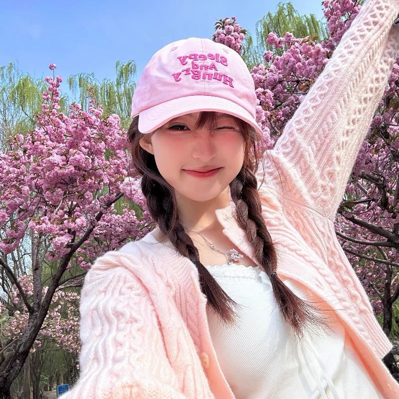 韩版ins粉色字母棒球帽子女春夏季学生防晒遮阳时尚网红鸭舌帽潮