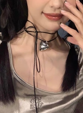 ins女团韩爱心吊坠绑带项链女时尚百搭甜酷辣妹choker颈链锁骨链