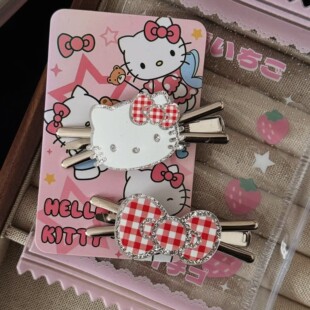 【2个装】甜酷少女甜美可爱kt猫金属发夹发卡刘海鸭嘴边夹发饰韩