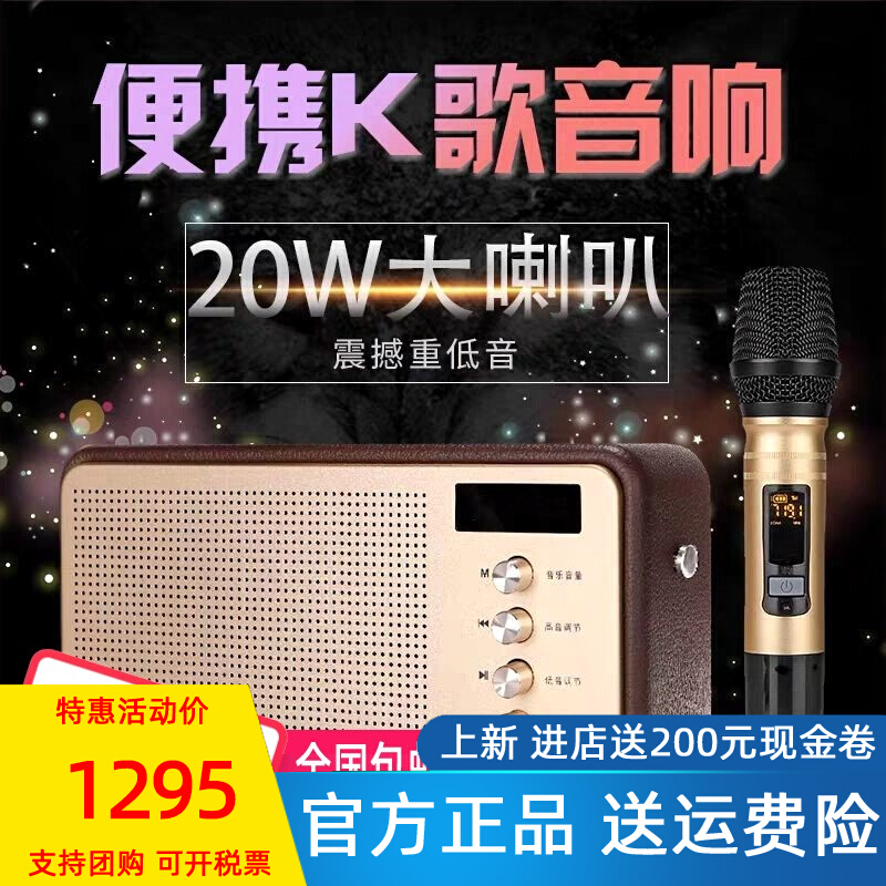 声优Q2 户外便携式无线蓝牙K歌音筒家用唱歌迷你小型低音箱响带话 影音电器 拉杆广场音箱/户外音响 原图主图