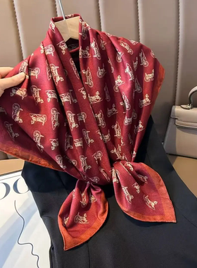 【红色马车】子母巾秋冬新款大小方巾百搭洋气氛围感护颈亲子围巾