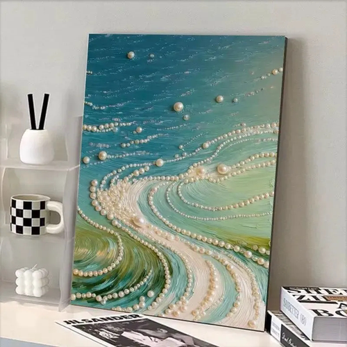 自粘解压海浪珍珠立体装饰画