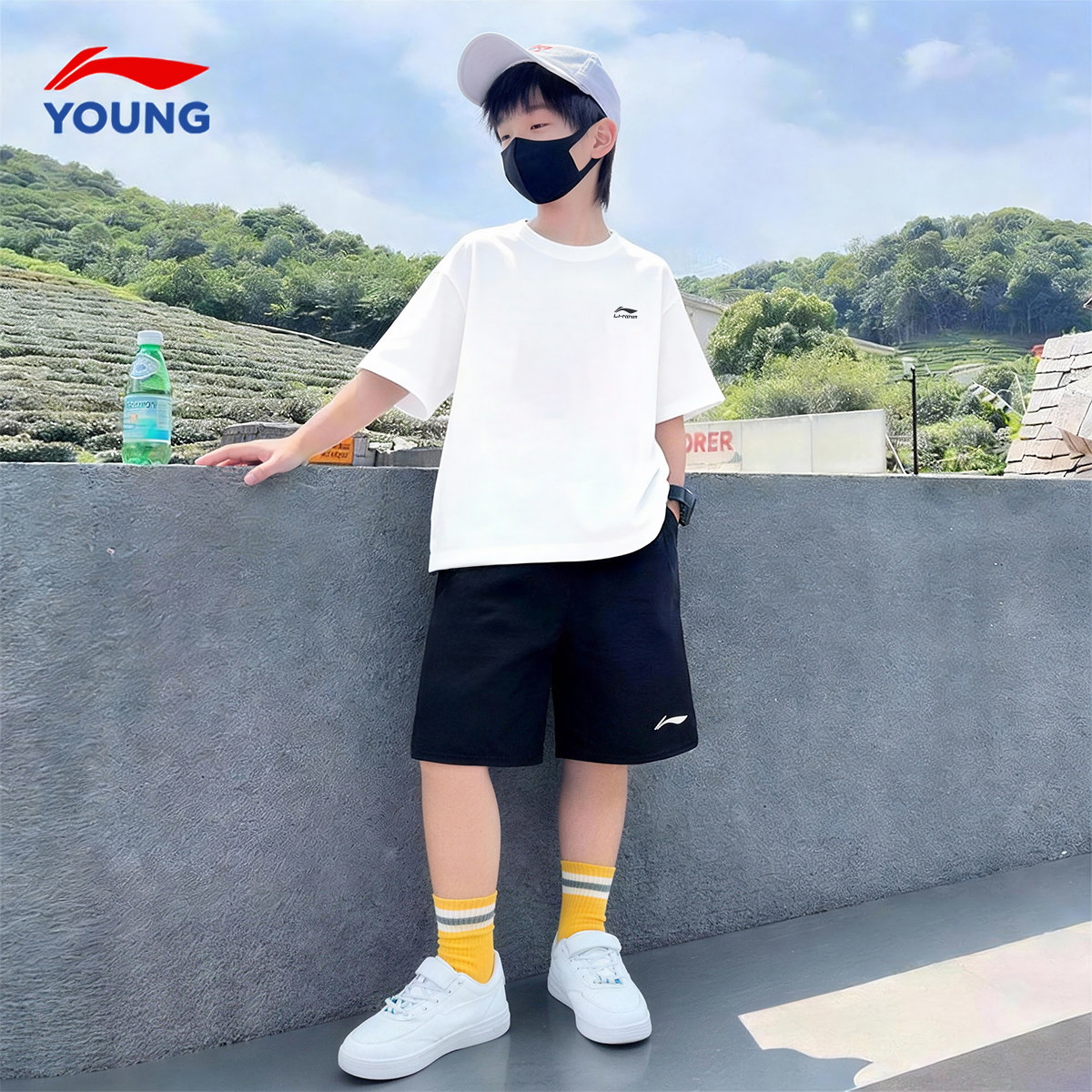 李宁儿童短袖T恤套装男童纯棉速干短裤运动套装2026新款夏季套装