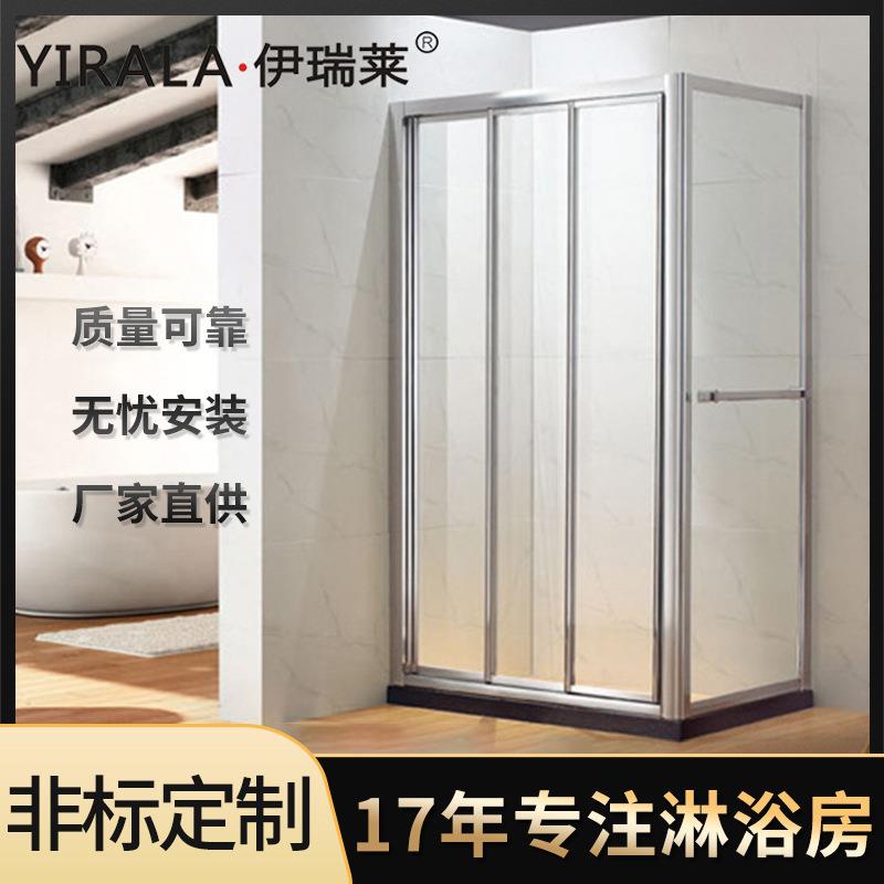 厂家直供玻璃移门淋浴房家用不锈钢方型移门整体卫浴钢化玻璃