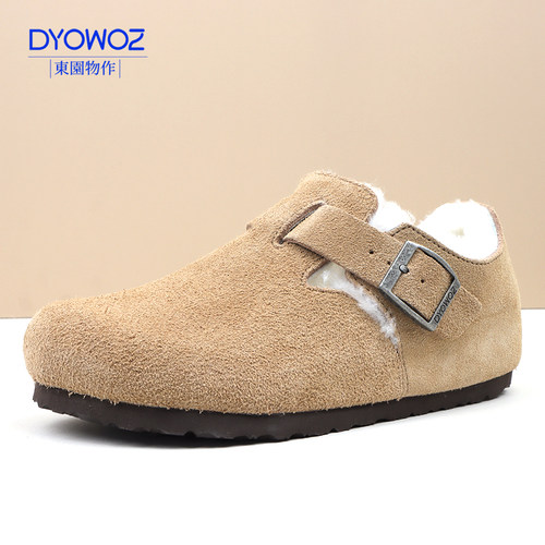 真皮真软木勃肯鞋羊皮毛一体