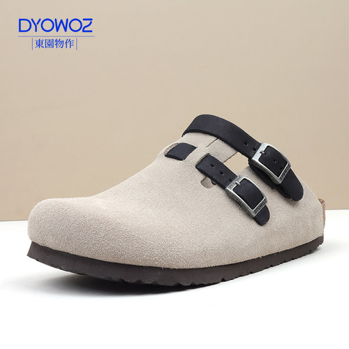 东园物作真皮平底两穿勃肯鞋