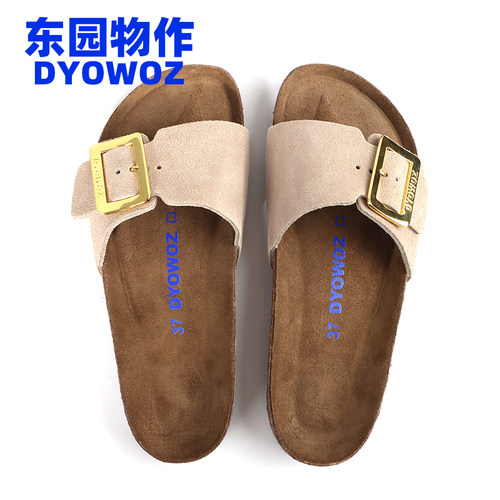 平底休闲日系金属扣真软木底
