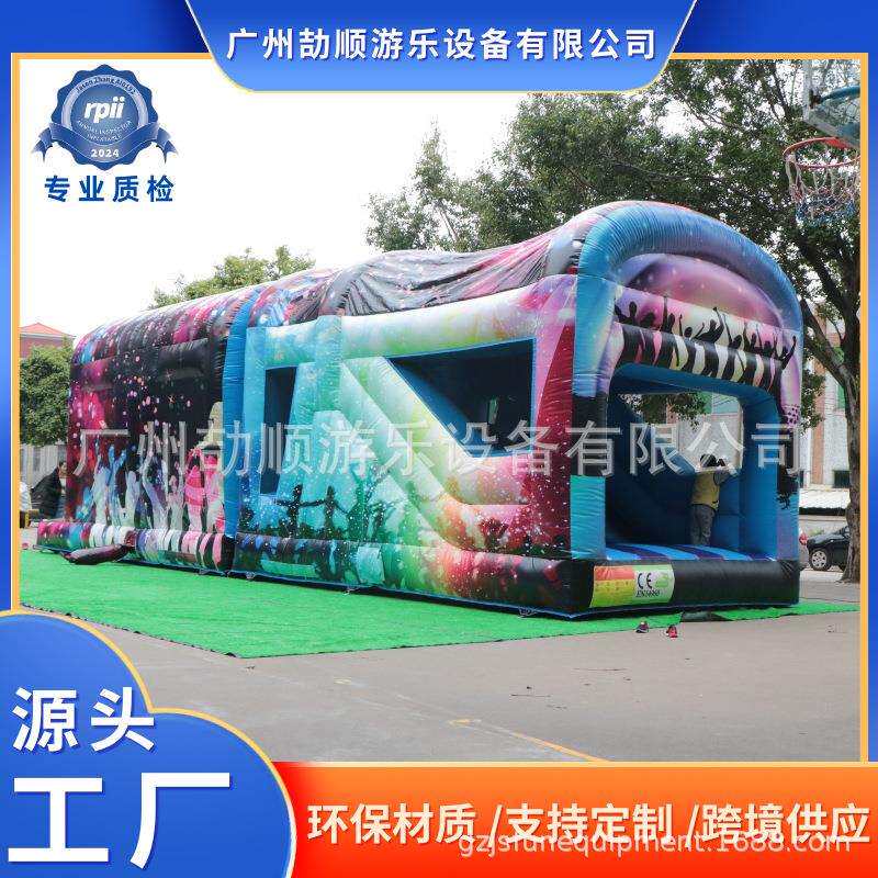 外贸PVC充气障碍充气城堡滑梯游乐充气滑梯家用充气式