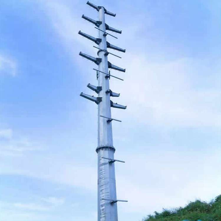 110KV钢管杆 电力钢杆 Q355钢制电线杆 耐张输电钢杆打桩