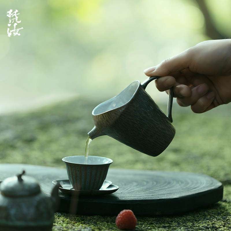 梵汝 纯手工日式无形公道杯防烫带过滤孔分茶器粗陶茶海茶道配件