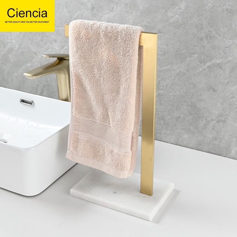 ciencia科德林浴室立式毛巾架子卫生间单双毛巾杆大理石浴巾架