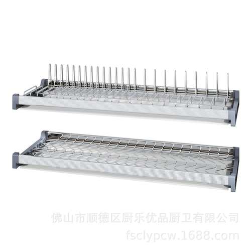 厨房双层内置碗碟架铝合金不锈钢304碗碟篮橱柜固定碗碟收纳架