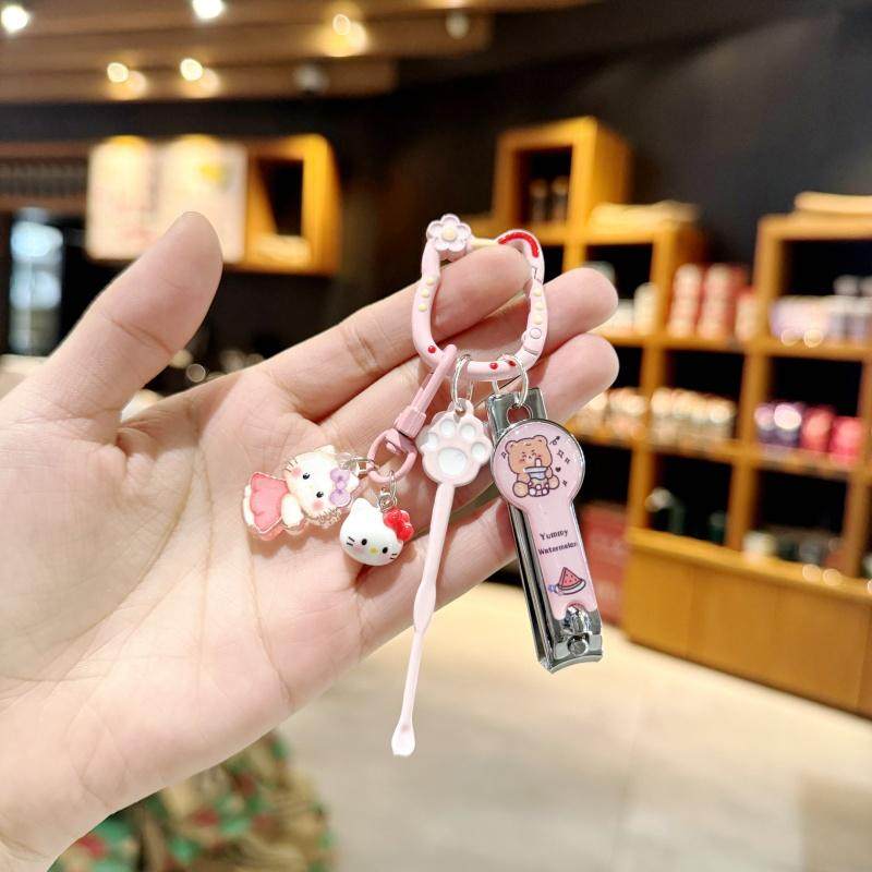亚克力小猫可爱萌趣钥匙扣带指甲刀挖耳勺情侣闺蜜背包挂件配饰