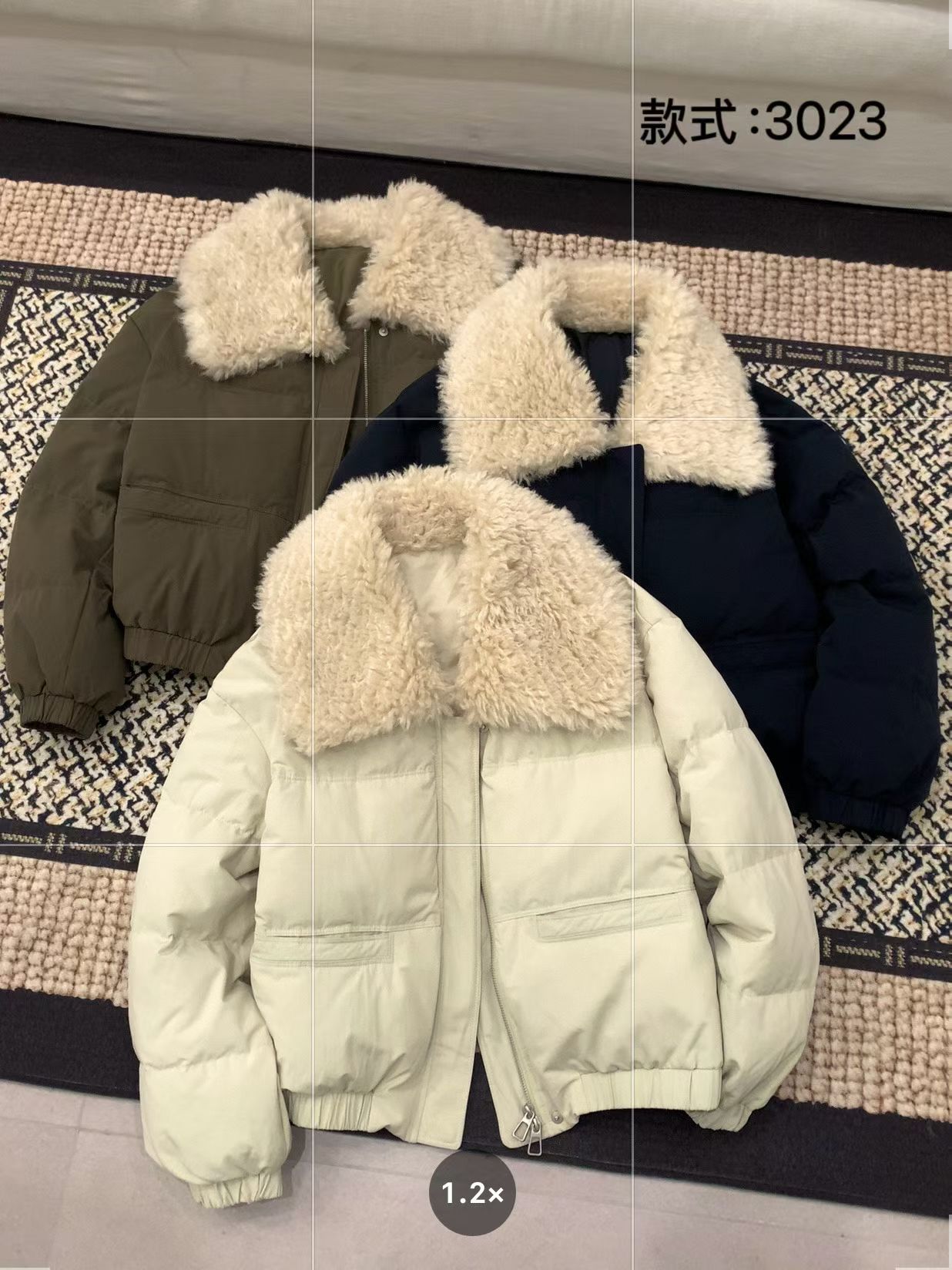 10/25 冬日感!韩系!90白鸭绒大毛领拉链式羽绒服 胸围122衣长58