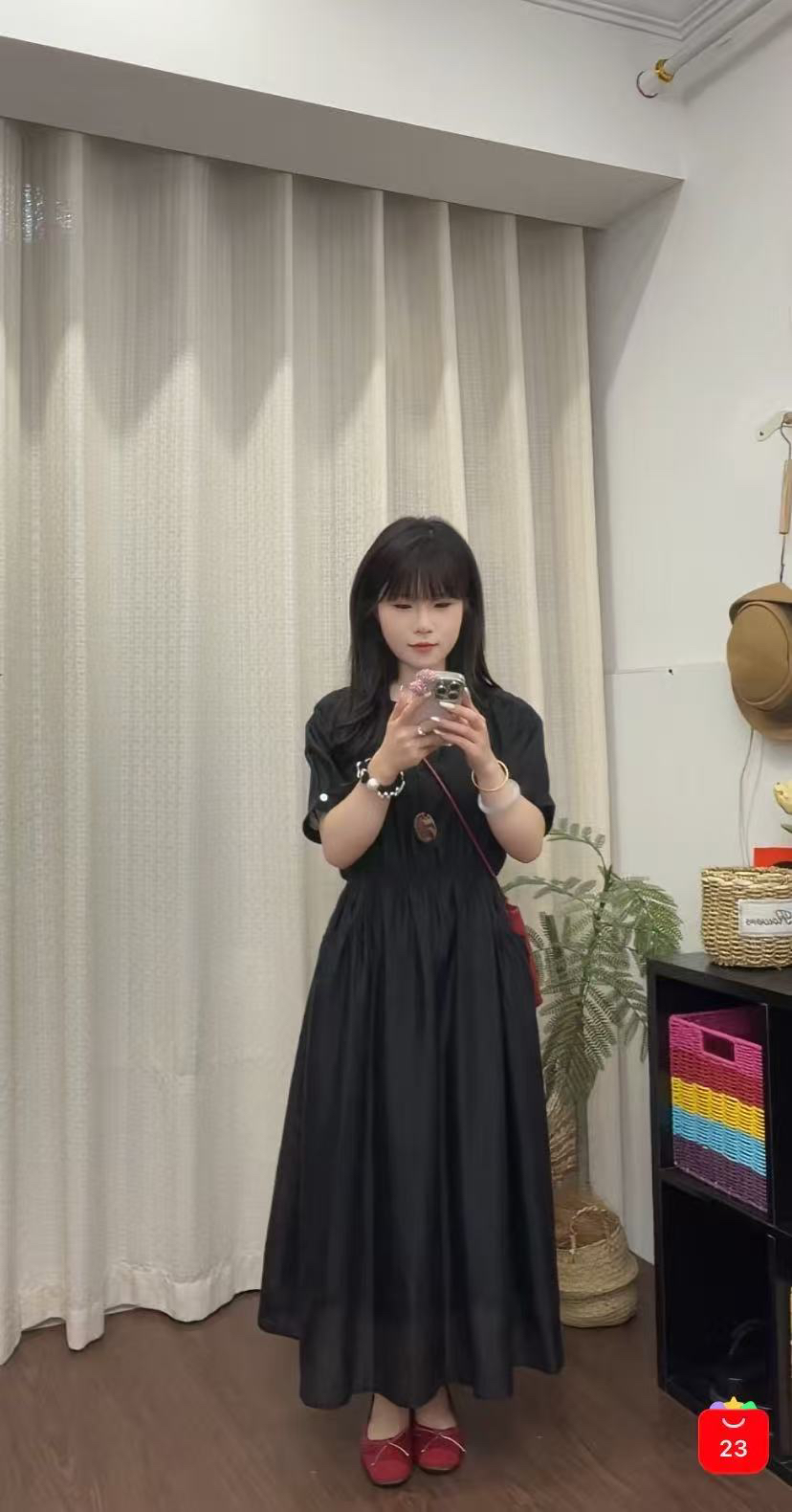 6/15 shu'xi高货福利！法式～天丝麻连衣裙胸围100裙长116 不退