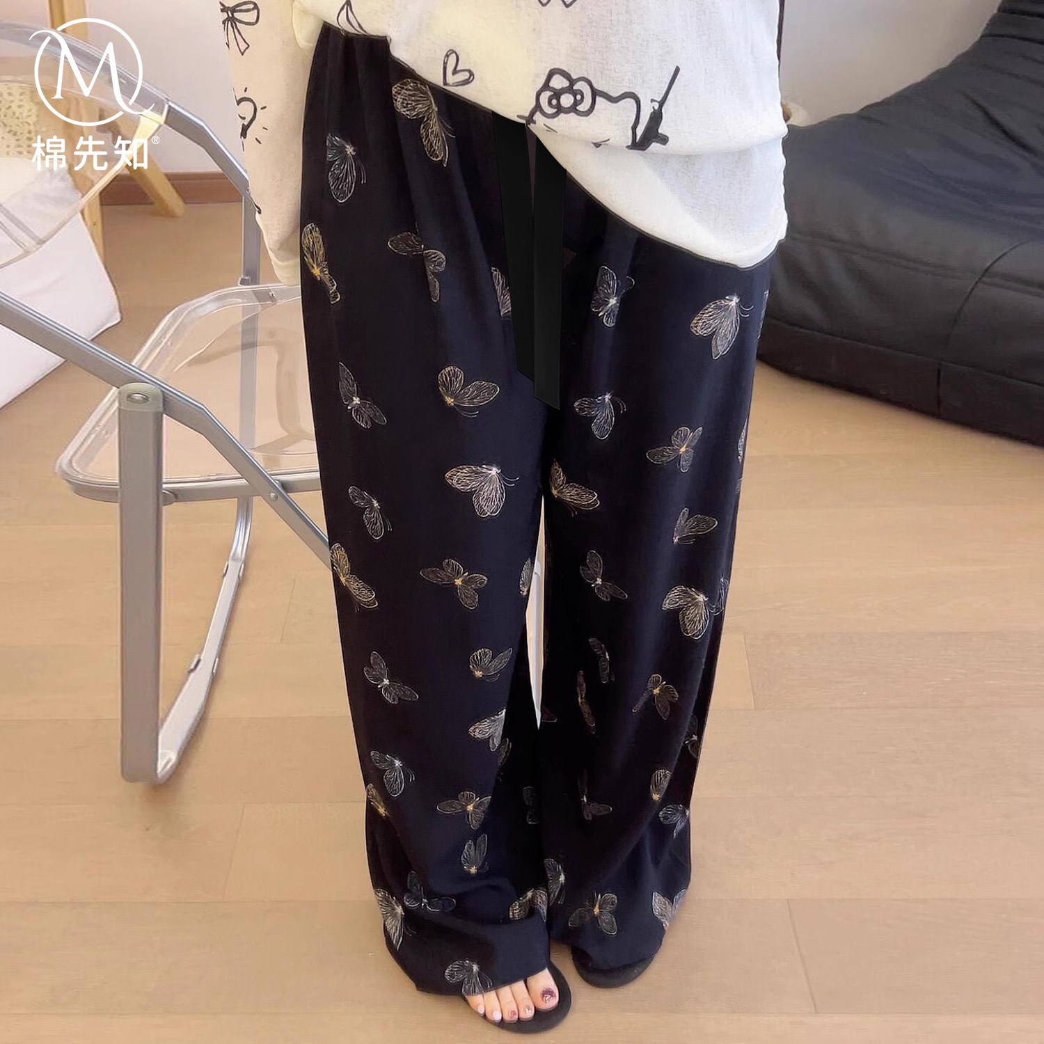 棉绸裤子女夏外穿年轻人遛弯阔腿裤直筒家居睡裤夏天巨凉快的裤子