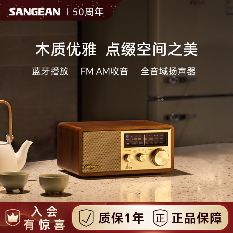 SANGEAN/山进 WR-11BT11BT蓝牙音响家用客厅环绕音收音机箱小型高