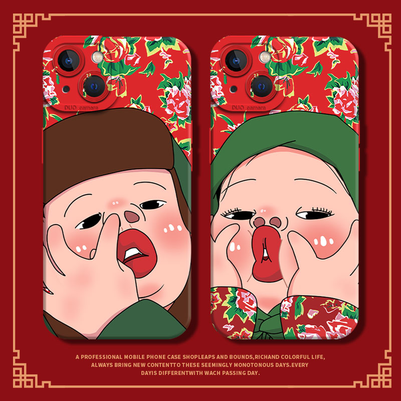 东北大花布情侣手机壳适用小米