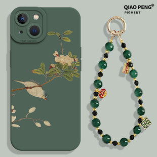 13绿色12turbo国风11红米k80k70k60k50k40k90串珠note10中式 花鸟平安符挂绳适用小米15pro手机壳14新款 17max