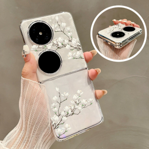 适用华为Pocket2玉兰花手机壳新款简约中国风P50Pocket新中式文艺p2折叠屏PocketS妈妈novaflip透明huawei女+