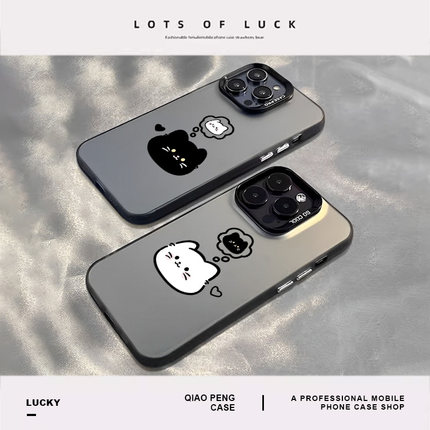 相思黑白猫咪适用小米17promax手机壳15情侣12高级感13新款11ultra红米note14/k80k70k60k50k40k90/10/turbo4