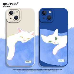 慵懒小猫适用小米17promax手机壳13高级12小众15情侣11女红米k90k80k70k60k50k40k30猫咪turbo4硅胶note14/10