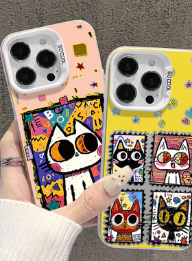 涂鸦鎏金猫咪适用小米17promax手机壳14黑猫12s高级13新款note15红米k90k80k70k60k50k40小众11ultra男turbo4