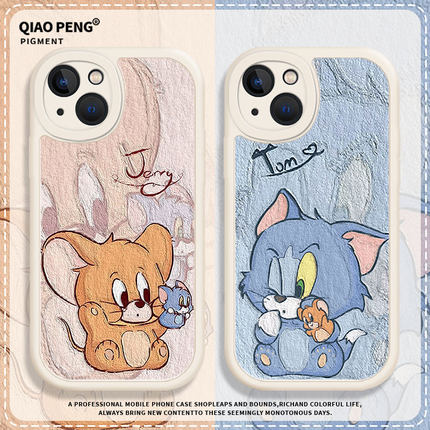 可爱猫和老鼠适用苹果13promax手机壳iPhone17汤姆14杰瑞15老鼠16猫咪12mini动画11周边xs小羊皮xr/x/8plus/7