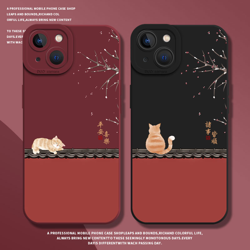 红墙猫咪手机壳适用oppo一加系列