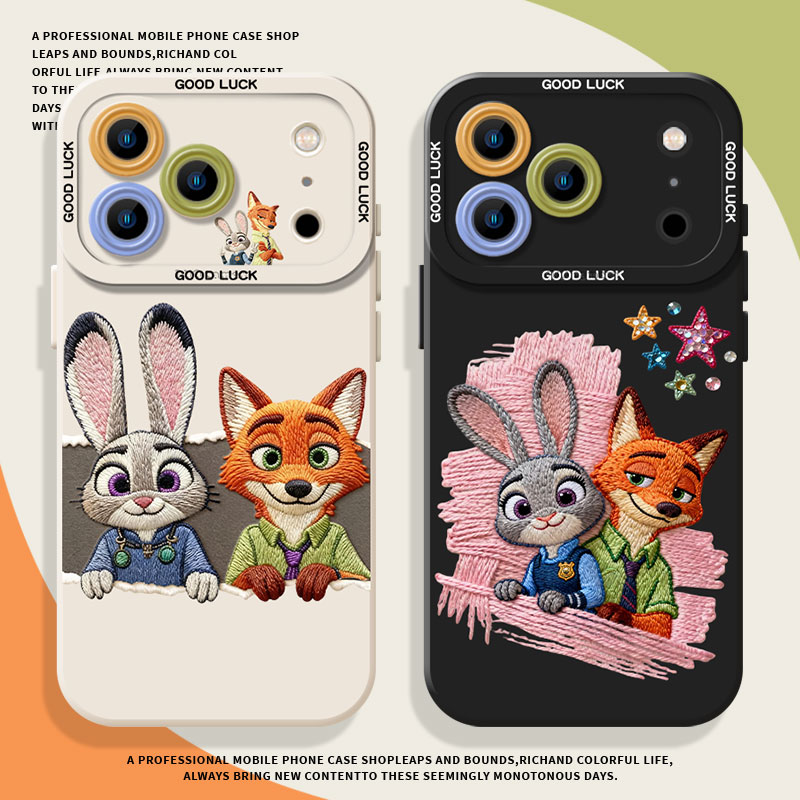 适用苹果系列手机壳刺绣尼克朱迪