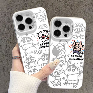 肥嘟嘟左卫门适用苹果16手机壳iPhone15promax新款13情侣17/14卡通11小白12mini蜡笔小新x可爱xs男xr/8plus/7