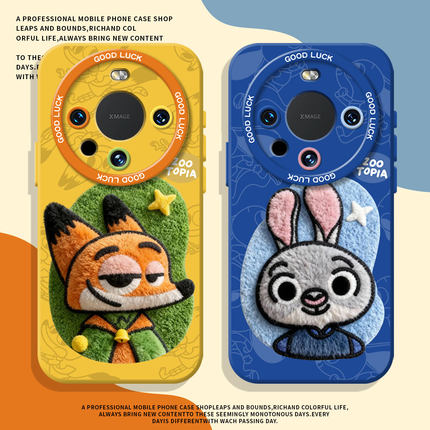 标签尼克朱迪适用oppofindx9pro手机壳reno15疯狂动物城14毛绒13情侣12新款11狐狸x8兔s套x7/x6/10/9/8/7/6/5