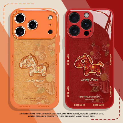 油画花朵马年适用小米14手机壳15ultra新年17promax本命年12玻璃note13红色11红米k90k80k60k70k50k40/turbo4