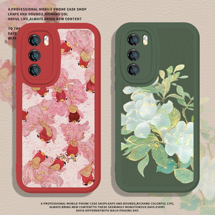 油画锦鲤适用华为nova13手机壳pura70pro新款80茉莉花p50妈妈40老人14国风12红色11/10/mate60/30/9se8/7/6/5