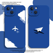 8plus7 白云飞机适用苹果14手机壳iPhone15promax蓝天16创意11简约ins风13高级感xs小众12mini情侣x xr新款