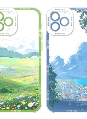 适用日系风景手机壳一加魅族透明